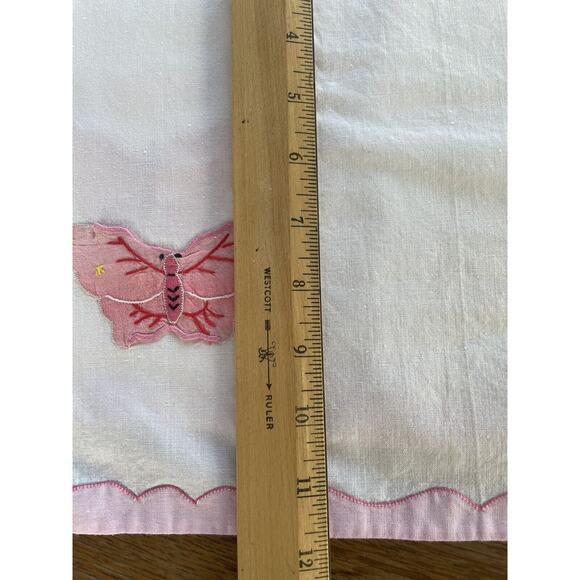 Vintage Pink Placemats Butterfly Applique Cotton Set of 4 Cottage Core - Picture 10 of 11